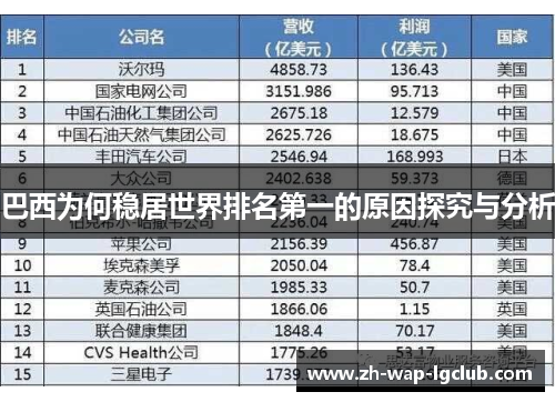 巴西为何稳居世界排名第一的原因探究与分析